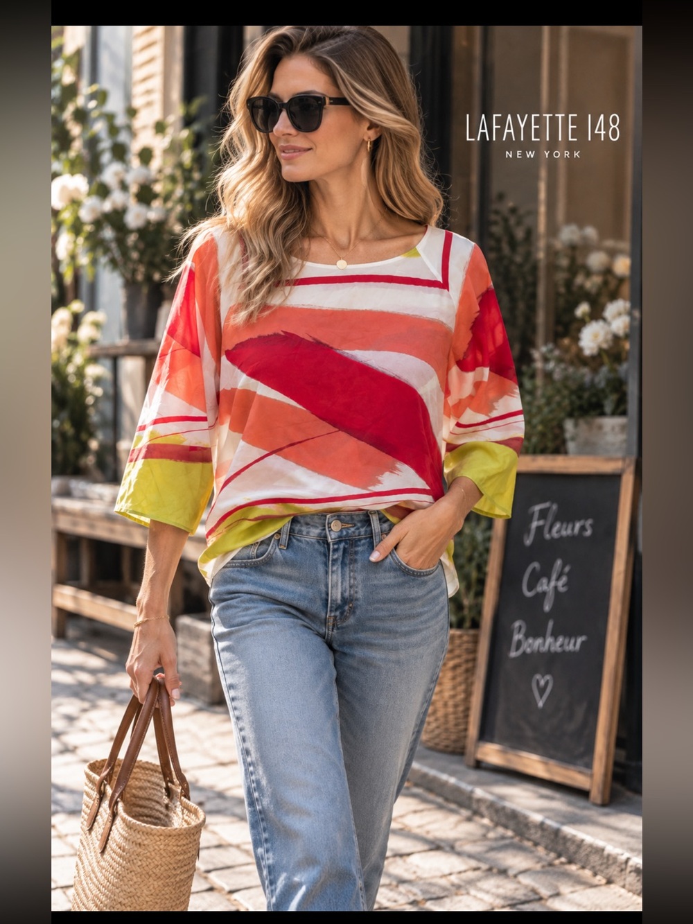 LAFAYETTE 148, 100% silk multicolore blouse!